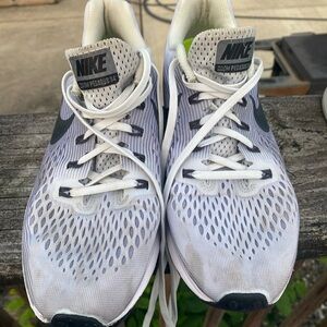 Nike White and Gray Athletic Shoes with Breathable Mesh
